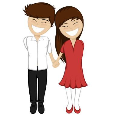 gülümseyerek mutlu bir çift