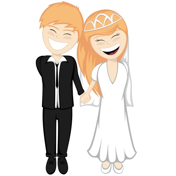Feliz recém-casados sorrindo —  Vetores de Stock