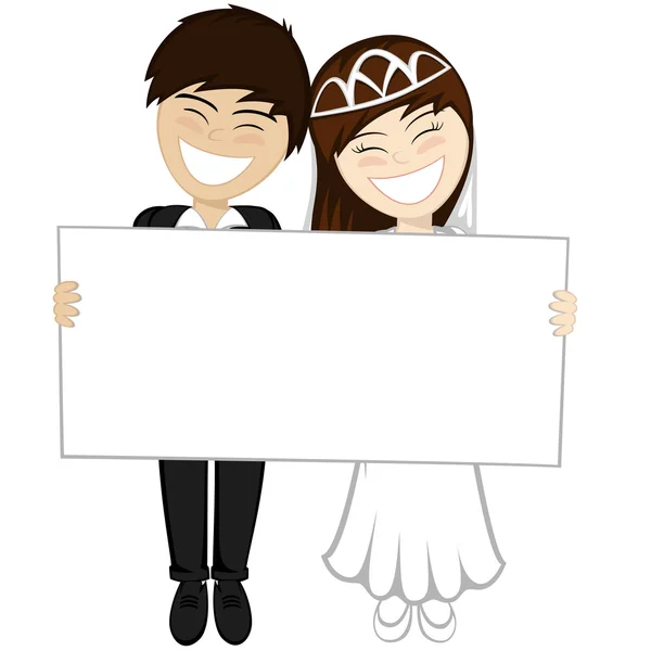 Feliz recién casados sonriendo — Vector de stock