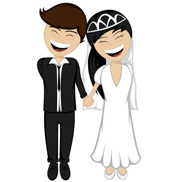 Feliz recém-casados sorrindo —  Vetores de Stock