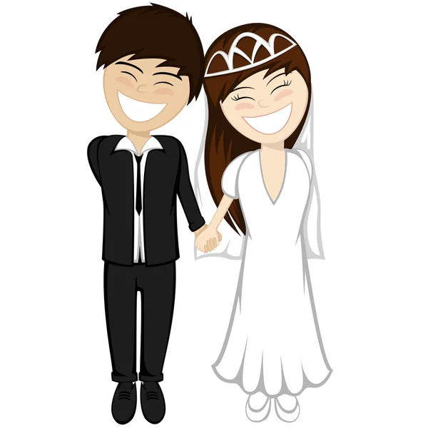 Feliz recién casados sonriendo — Vector de stock