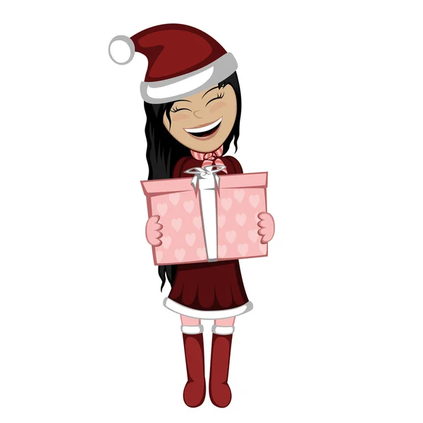 Santa girl with surprise — Stock Vector