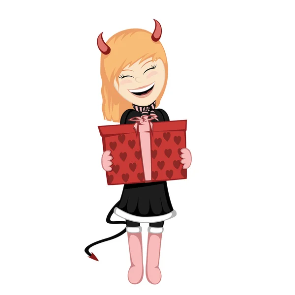 Navidad Diablo chica con sorpresa — Vector de stock