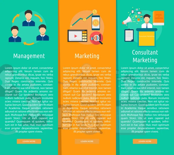 Conceito de Banner Vertical de Marketing e Gestão — Vetor de Stock