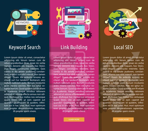 SEO en ontwikkeling verticale Banner Concept — Stockvector