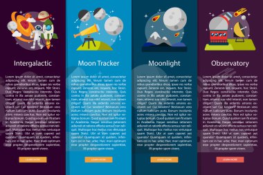 Uzay ve evren dikey Banner kavramı