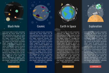 Uzay ve evren dikey Banner kavramı