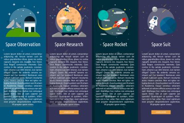 Uzay ve evren dikey Banner kavramı