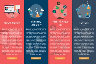 Bilim ve araştırma dikey Banner kavramı