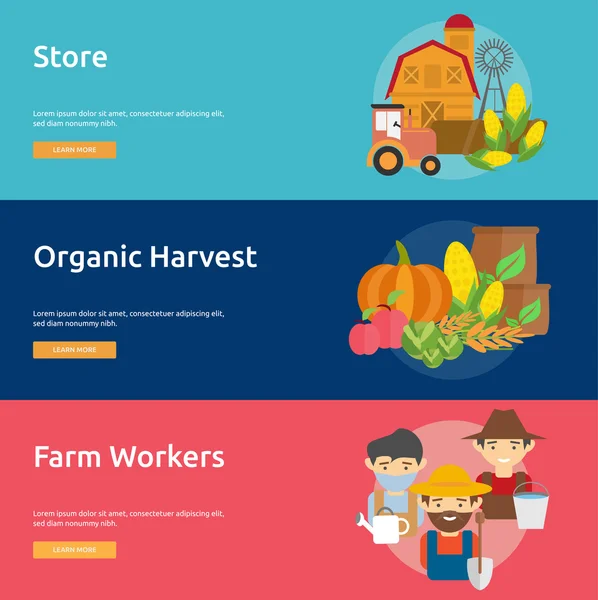 Granja y rancho Banner Set — Vector de stock