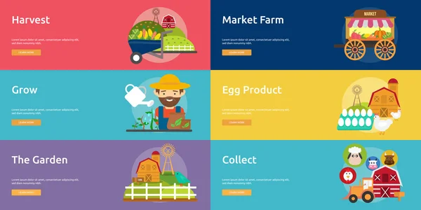 Granja y rancho Banner Set — Vector de stock