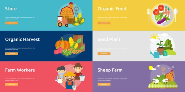 Granja y rancho Banner Set — Vector de stock