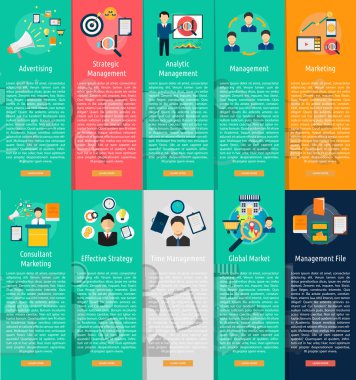 Pazarlama ve yönetim dikey Banner kavramı