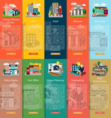 Yapı ve inşaat dikey Banner kavramı