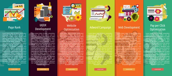 SEO en ontwikkeling verticale Banner Concept — Stockvector