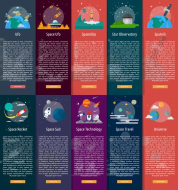 Uzay ve evren dikey Banner kavramı