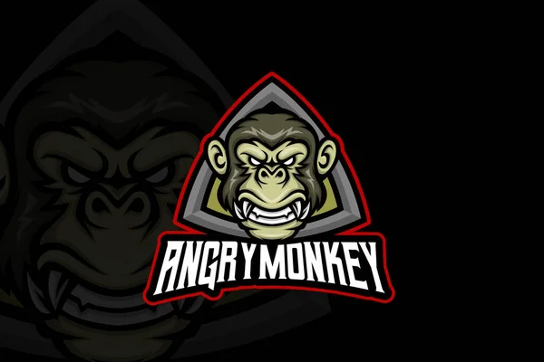 Гнів Мавпа Еспортний Логотип — стоковий вектор