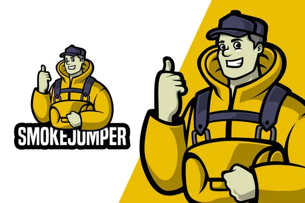 Smoke Jumper Mascot Logo Template — Stock Vector