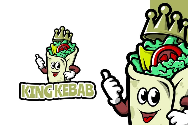 King Kebab Plantilla Logotipo Mascota — Vector de stock