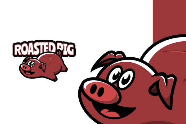 Roasted Pig Mascot Logo Template — Stock Vector