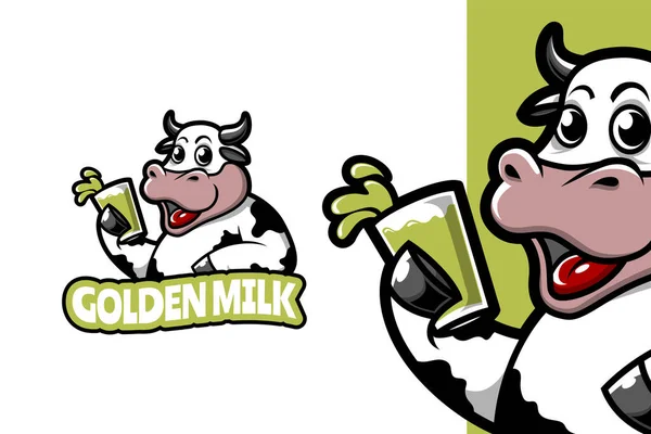 Lait Doré Modèle Logo Mascotte — Image vectorielle