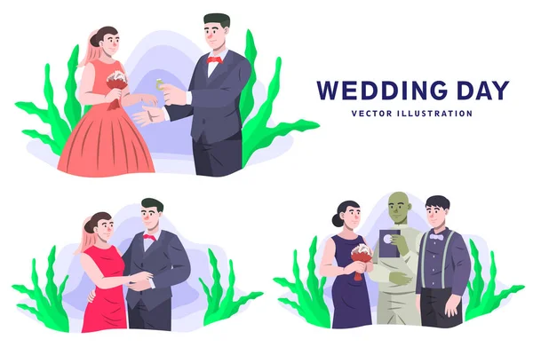 Día Boda Actividad Vector Ilustración — Vector de stock