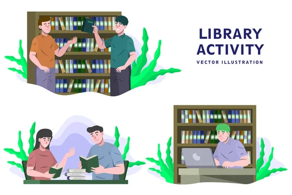 Library Activity Activity Vector Illustration — Stock Vector