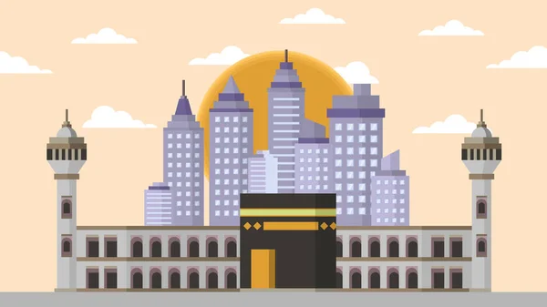 Kaaba Meca Monumento Famoso — Vector de stock