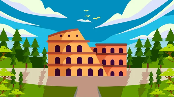 Colosseum Amfitiyatrosu Ünlü Tarihi Yer — Stok Vektör