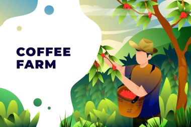 Kahve Çiftliği - Vektör İllüstrasyonu