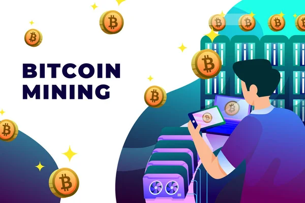 Bitcoin Mining Ilustración Vectores — Vector de stock