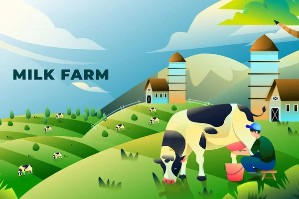 Mléčná Farma Vektorové Ilustrace — Stockový vektor