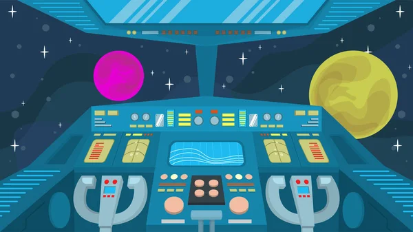 Космический Корабль Cockpit Внутренние Сцены — стоковый вектор