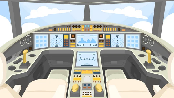 Lujo Jet Cockpit Escenas Interiores — Archivo Imágenes Vectoriales