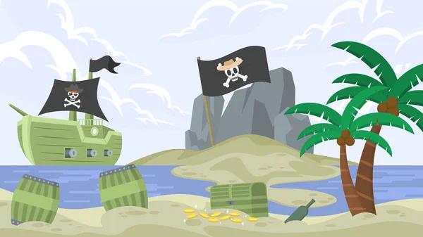 Isla Pirata Escenas Exxteriores — Vector de stock