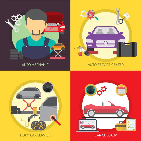 Mécanicien et réparation automobile — Image vectorielle
