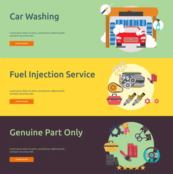 Mechanic and Car Repair Banner Set — Stock Vector