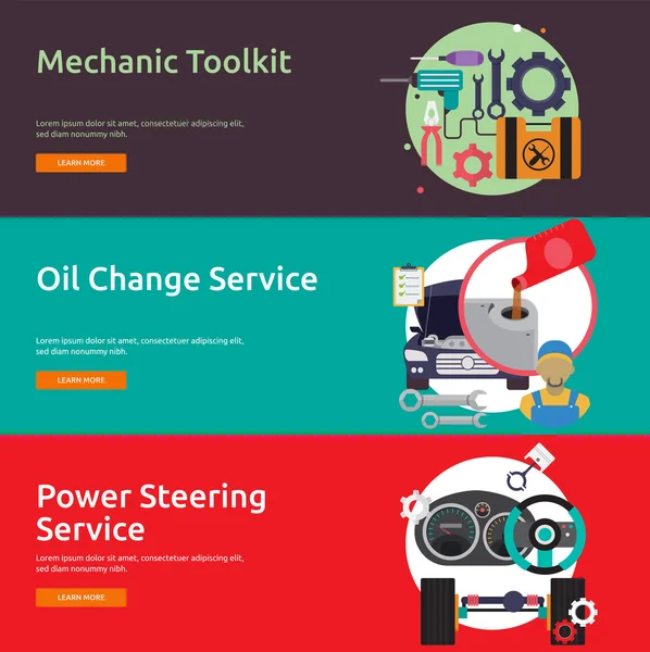 Mechanic and Car Repair Banner Set — Stock Vector