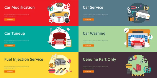 Mechanic and Car Repair Banner Set — Stock Vector