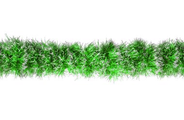 Sorunsuz Noel yeşil gümüş gelin teli. Beyaz bir arka plan üzerinde izole.
