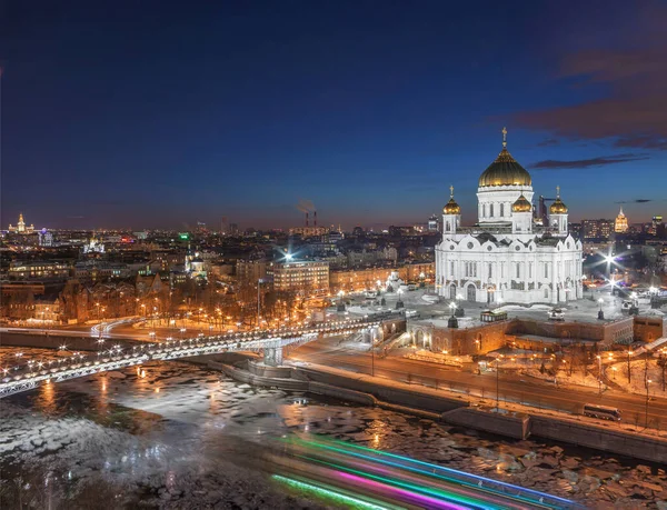 Catedral Cristo Salvador Noite Moscou Rússia — Fotografia de Stock