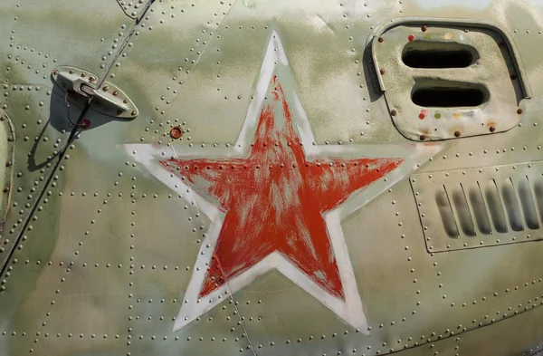 Etoile rouge sur fuselage d'hélicoptère soviétique / russe — Photo
