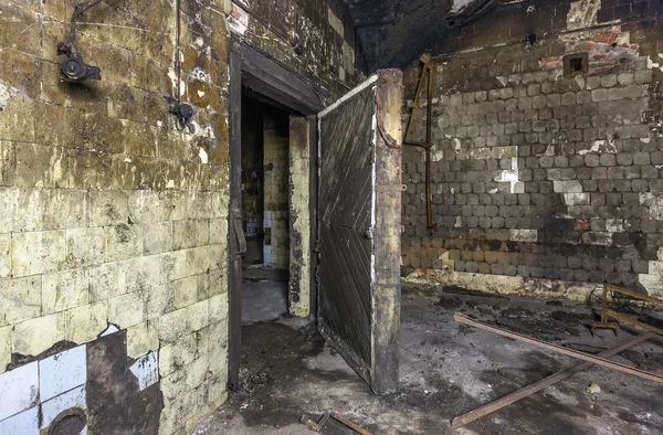 Kapı eski terk edilmiş şarap mahzeni. Moscow, Rusya Federasyonu