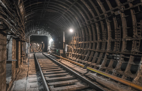 Undeground subway tunnel in Moscow