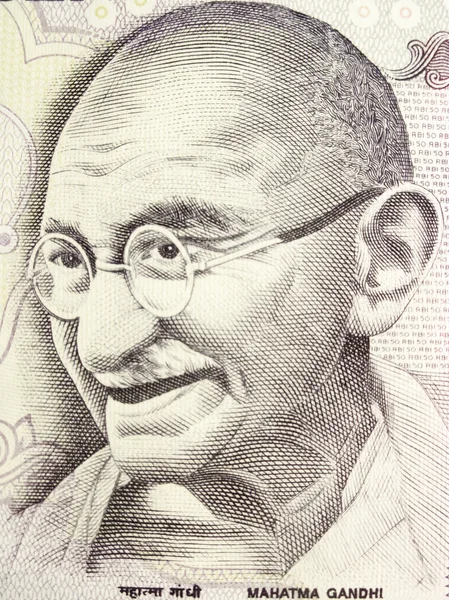 Mahatma Gandhi na waluty Uwaga — Zdjęcie stockowe