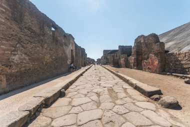 İtalya 'daki Pompei Roma arkeolojik sahasına bakış.