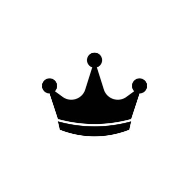 Siyah taç ikonu. Düz biçim.