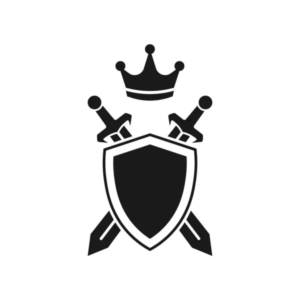 Shield Swords Crown Vector Illustration — Stok Vektör