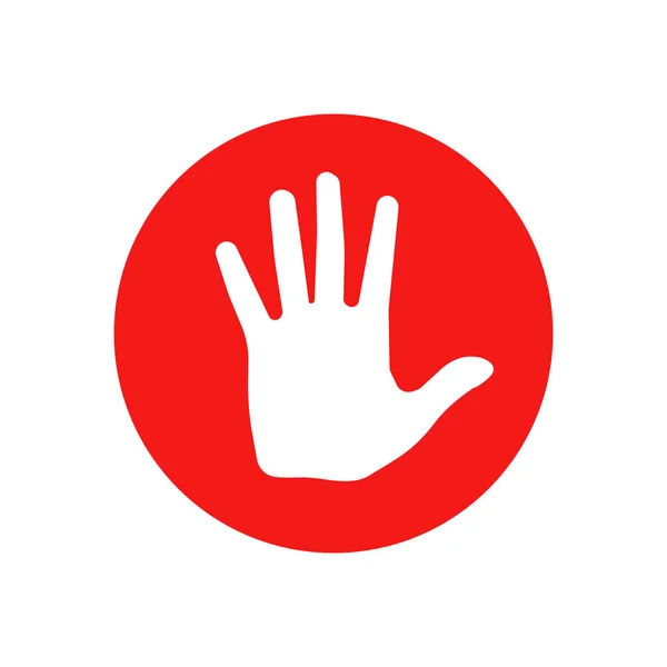Handsilhouette im roten Kreis. Stoppschild. Vektorillustration. — Stockvektor