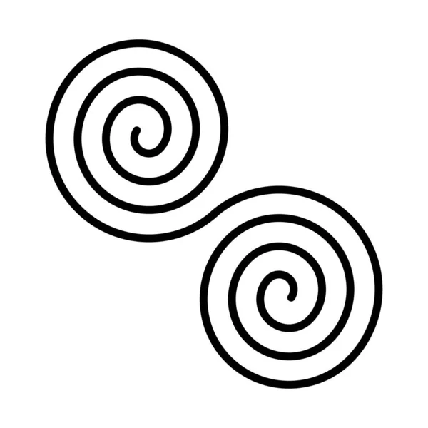 Doble espiral negra. Simple ornamental abstracto. Ilustración vectorial. — Archivo Imágenes Vectoriales